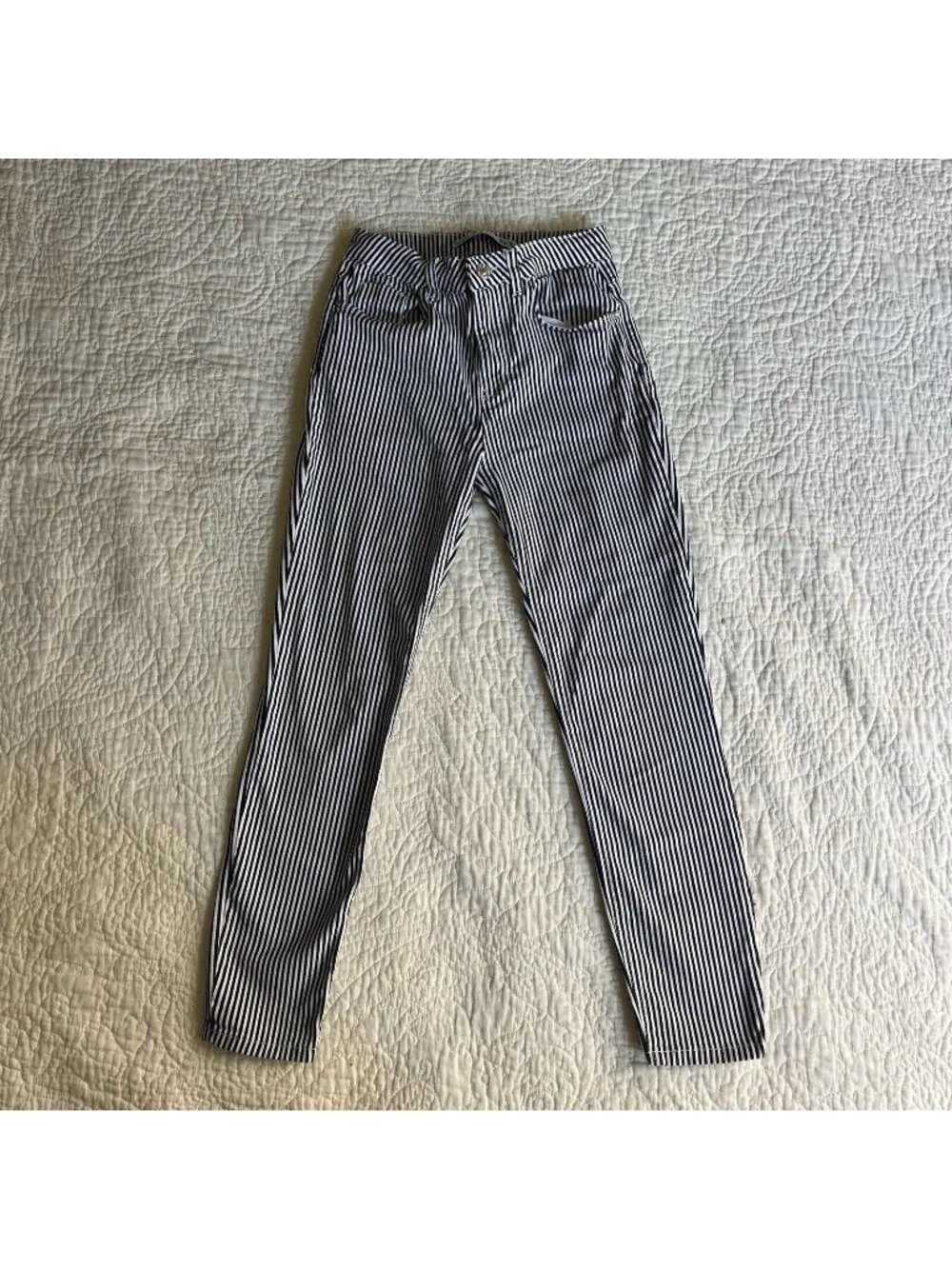 Lefties Women’s Pants Ladies Black White Bottoms Striped Jeans Size 24 Eu 34